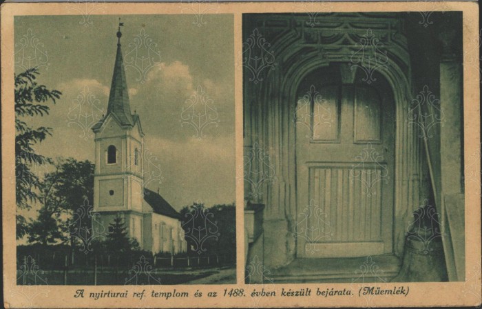 Nyírturai templom és bejárata, mely 1488 épült